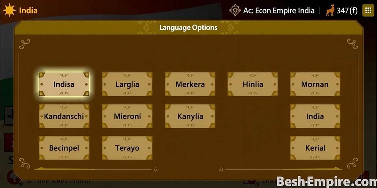 Play Econ Empire India in your preferred Indian language Econ Empire India language selection screen showing various Indian language options